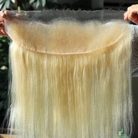 BEEOS 13x4 HD Lace Frontal Only, 613 Blonde Color Straight Virgin Human Hair Frontal Pre Plucked Hairline 0.10mm Ultra-thin Invisible SKINLIKE Real HD Lace 14 Inch