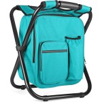 Kikerike Backpack Stool Cooler Chair Heavy Duty 300 LBS Max Load Portable Lightweight Stool Backpack Folding Fishing Cooler Seat for Camping Hunting Fishing - Blue-Green
