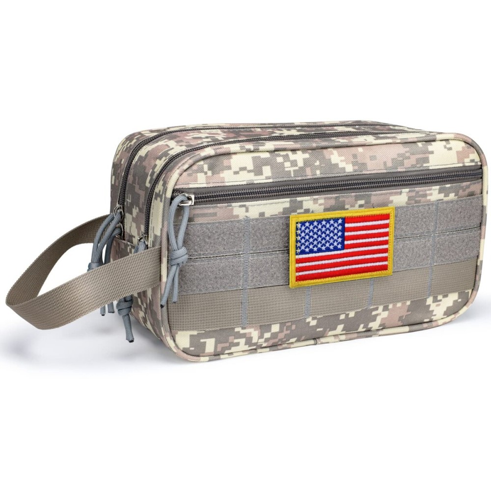 TACTICISM Toiletry Bag for Men - Dry Wet Separate Travel Toiletry Bag, Tactical Molle Dopp Kit for Men with Large Capacity, Water-Resistant Shaving Bag for Adult Women for Travel, ACU Camo