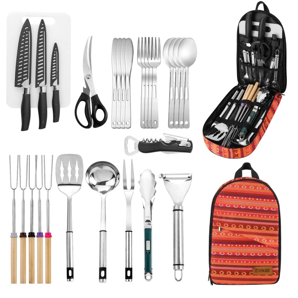 Camping Cookware Storage Bag - Camping Cooking Utensils Set Bag Camping Tool Portable Storage Bag Suitable for Knife, Fork, Spoon, Chopping Board, Chef\'s Knife,Kitchenware Storage