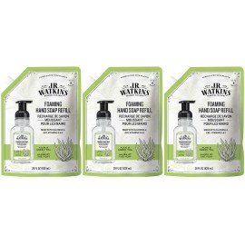 J.R. Watkins Foaming Hand Soap Refill, Moisturizing Foam Hand Wash, Alcohol-Free, Cruelty-Free, Aloe Green Tea, 28 fl oz, 3 Pack