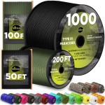 TECEUM Paracord Type III 550 Black - 200 ft - 4mm - Tactical Rope MIL-SPEC - Outdoor para Cord -Camping Hiking Fishing Gear and Equipment - EDC Parachute Cord - Strong Survival Rope 016 n1