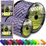 TECEUM Paracord Type III 550 Purple Snake - 200 ft - 4mm - Tactical Rope MIL-SPEC - Outdoor para Cord -Camping Hiking Fishing Gear and Equipment - EDC Parachute Cord - Strong Survival Rope