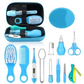 Baby Healthcare and Grooming Kit, Portable Baby Safety Care Set, Baby Essentials kit for Newborn (Blue 13 in 1)