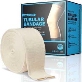 EVERLIT Elasticated Tubular Support Bandage | Stockinette Tubing for Large Arm, Knees, Legs | Light to Moderate Compression Bandage Roll For Tissue Support (Size F | 4 x 11 yd)