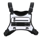 Muserise Sports Chest Bag For Men Women, Water Resistant Lightweight Front Chest Pack, Running Vest Bag With Built-In Phone Holder & Extra Storage For Workouts, Running, Cycling (White)