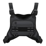 Muserise Sports Chest Bag For Men, Water Resistant Lightweight Front Running Vest Bag With Built-In Phone Holder & Extra Storage For Workouts, Cycling (Black)