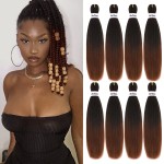Liang Dian Pre Stretched Braiding Hair Ombre 12 Inch 8 Packs Synthetic Crochet Braids Hot Water Setting Professional Soft Yaki Texture Synthetic Hair Extensions(12 Inch 1B/30)