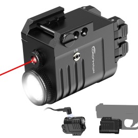 CRONHAWK Rechargeable Pistol Light Laser Combo 650 Lumen Tactical Flashlight and Red Laser Sight Weaponlight Compatible with Picatinny 1913