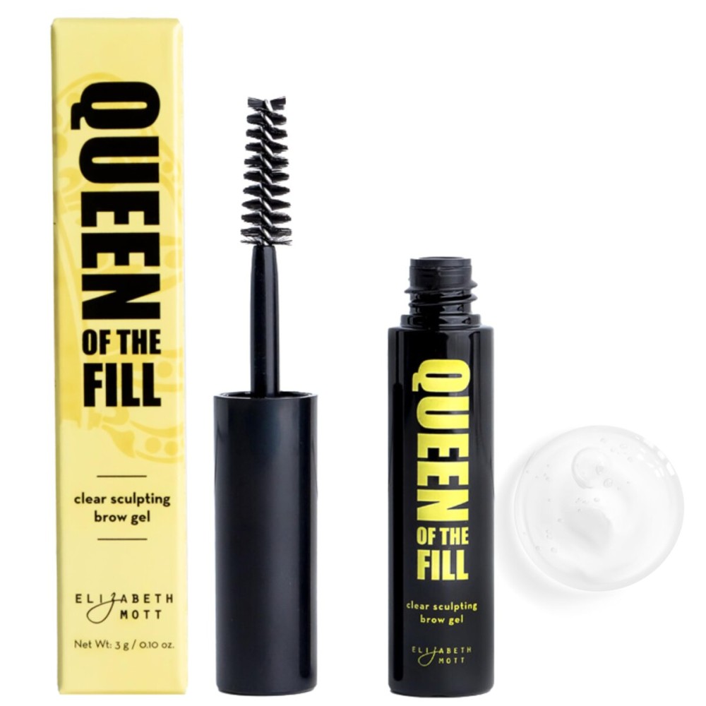 Elizabeth Mott Queen of the Fill Clear Brow Gel - Long-Lasting Sculpting & Shaping Gel Setter to Control, Tame & Define Eyebrows with Natural Finish - Smudge-Proof, Lightweight, Quick-Dry Formula - 3g