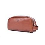 10 Premium Leather Toiletry Travel Pouch With Waterproof Lining | King-Size Handcrafted Vintage Dopp - Kit ~ Gift for Father\'s Day By Aaron Leather Goods (I Brown)