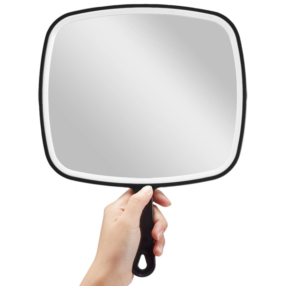 OMIRO Hand Mirror, Extra Large Black Handheld Mirror with Handle, 9 W x 12.4 L (Pack of 3)