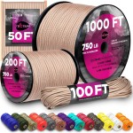 TECEUM Paracord Type IV 750 lb Beige - 100 ft - 4mm - Nylon Strong Tactical MIL-SPEC Parachute Cord - Survival Rope Emergency para Cord 11 Strands Core EDC Camping Hiking Military Gear 366