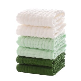 MUKIN Baby Washcloths - Soft Face Cloths for Newborn, Absorbent Bath Face Towels, Baby Wipes, Burp Cloths or Face Towels, Baby Registry as Shower. Pack of 6-12x12 inches (Green)