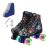Ugboiu Roller Skates for Men and Women, Black Derby Roller Skates with 4 Shiny Wheel, Classic Double-Row Roller Skates for Indoor and Outdoor