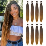 8 Pack Ombre Braiding Hair Pre Stretched - 20 80G/Pack Premium Pre Stretched Braiding Hair Extensions, Professional Itch Free Hot Water Setting Perm Yaki Texture Prestretched Hair(1B/30/27)