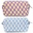 SOIDRAM 2 Pieces Makeup Bag Checkered Cosmetic Bag Purple Blue Makeup Pouch Travel Toiletry Bag Organizer Cute Makeup Brushes Storage Bag for Women