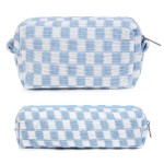 SOIDRAM Checkered Cosmetic Bag and Makeup Brush Storage Bag - Large Capacity Travel Toiletry Organizer