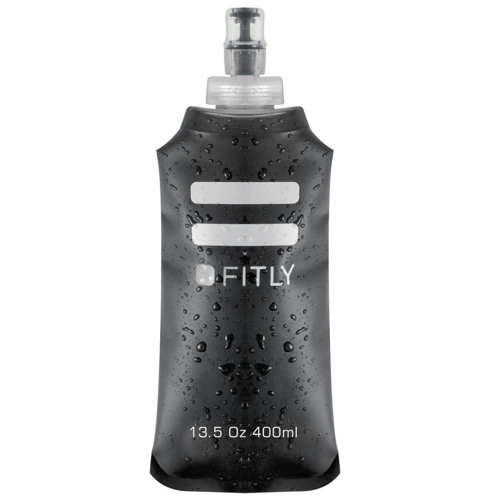 FITLY Soft Flask - 13.5 oz (400 ml) - Shrink As You Drink Pocket Soft Water Bottle for Hydration Pack/Running Vest- Folding Water Bottle for Running, Hiking, Cycling - Ski Water Bottles (FLASK400)