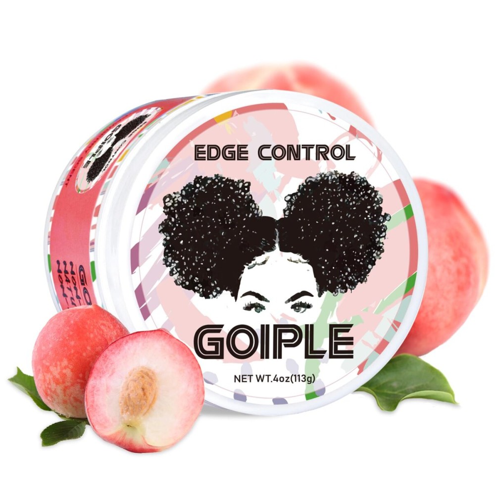 Edge Control Wax for Women Strong Hold Non-greasy Edge Control Smoother Edge Wax, Edge Wax Styling Gel Edge Control for Black Hair No Flaking, White Residue, Shine and Smooth 4oz (Sweet Peach)