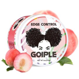 Edge Control Wax for Women Strong Hold Non-greasy Edge Control Smoother Edge Wax, Edge Wax Styling Gel Edge Control for Black Hair No Flaking, White Residue, Shine and Smooth 4oz (Sweet Peach)