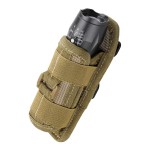 LIVANS Tactical Flashlight Pouch Holster, Rotatable Flashlight Holder Belt Clip Tactical Torch Carry Case with 360 Degree Carabiner Reel Clip Khaki
