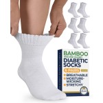 Pembrook Bamboo Viscose Diabetic Socks - 6 Pairs Ankle Socks for Women & Men, Swollen Feet & Neuropathy | Non-Binding