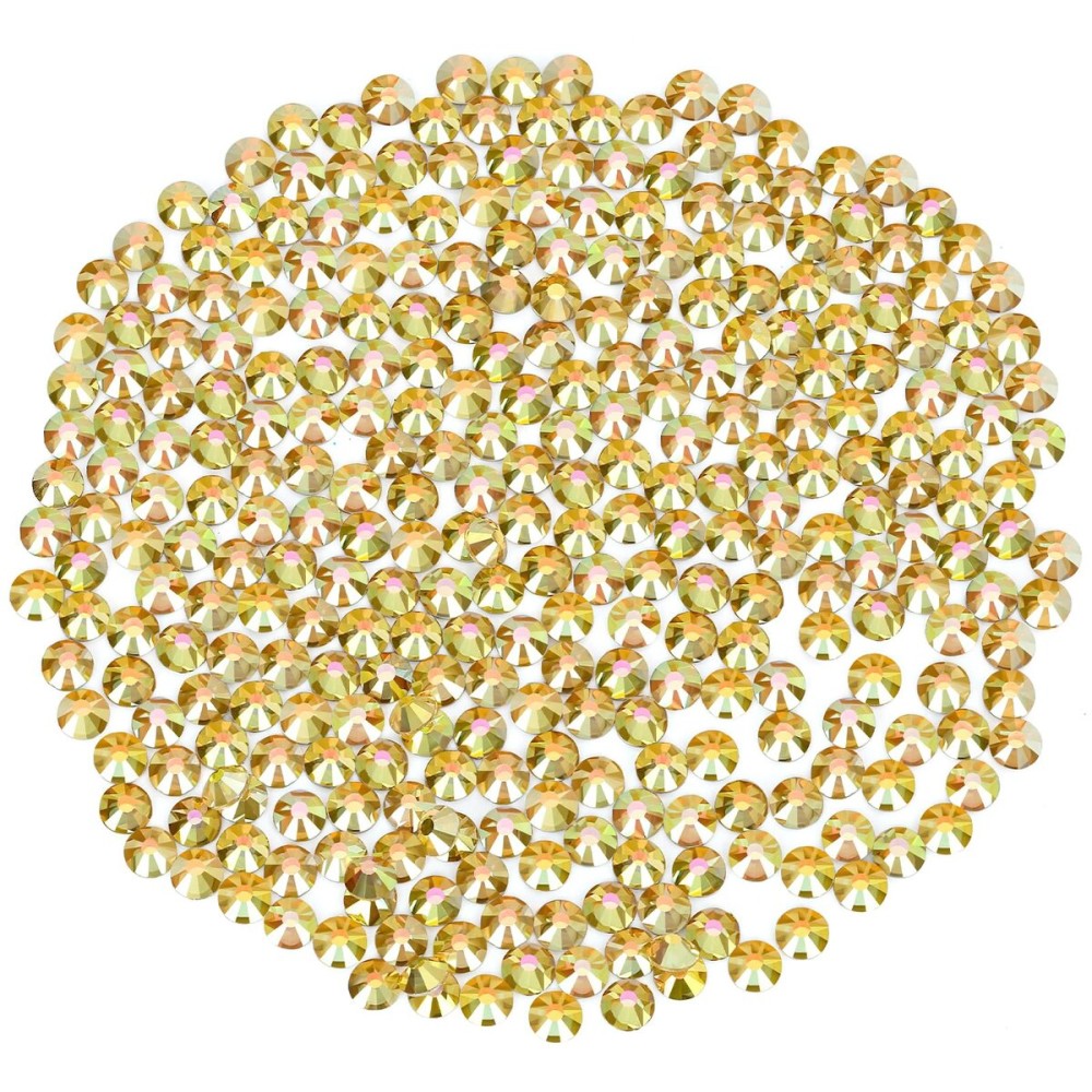 Novani Rhinestones 288Pcs Flatback Crystal Round Loose Gemstones Glass Rhinestones for Crafts Makeup Nail Art Clothes Shoes DIY Decorations(SS30,6.4-6.6mm,MetalSunlight)