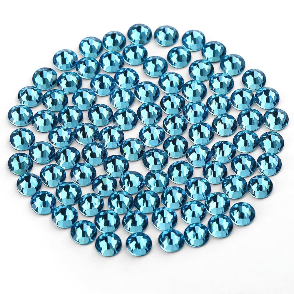 Novani Rhinestones 3000Pcs Flatback Crystal Round Loose Gemstones Glass Rhinestones for Crafts Makeup Nail Art Clothes Shoes DIY Decorations(SS6, 1.9-2.0mm,Aquamarine)