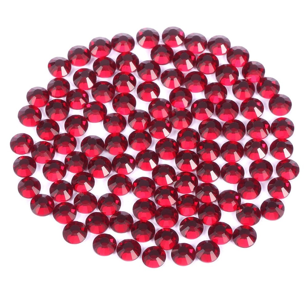 Novani Dark Red Rhinestones 3000Pcs Flatback Crystal Round Loose Gemstones Glass Rhinestones for Crafts Makeup Nail Art Clothes Shoes DIY Decorations(SS6, 1.9-2.0mm)