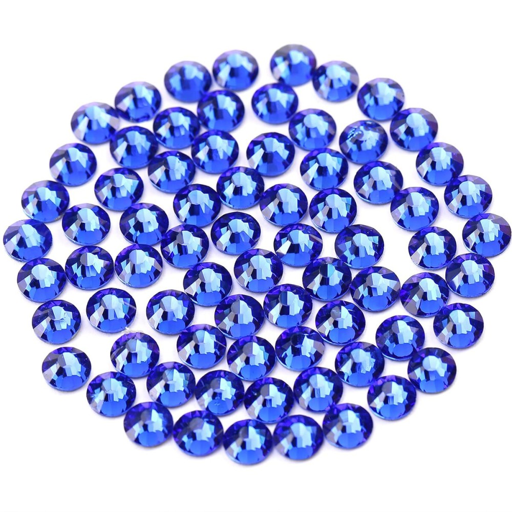 Novani Rhinestones 3000Pcs Flatback Crystal Round Loose Gemstones Glass Rhinestones for Crafts Makeup Nail Art Clothes Shoes DIY Decorations(SS8, 2.3-2.5mm,Sapphire)