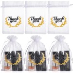Hopttreely Small Thank You Organza Bags, Wedding Favor with Drawstring, 4X6 Jewelry Gift Bags for Party, Makeup Favor Bags (White) 100Pcs