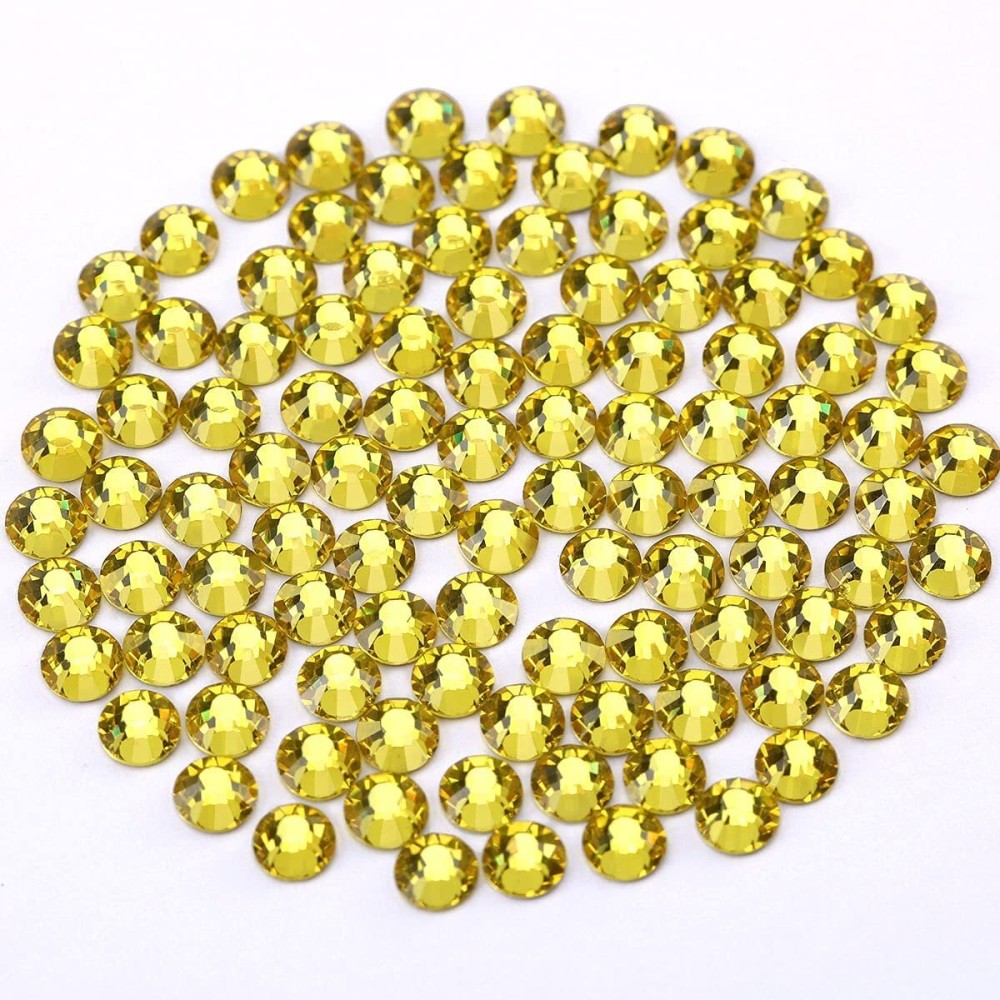 Novani Rhinestones 3000Pcs Flatback Crystal Round Loose Gemstones Glass Rhinestones for Crafts Makeup Nail Art Clothes Shoes DIY Decorations(SS8, 2.3-2.5mm,Citrine)