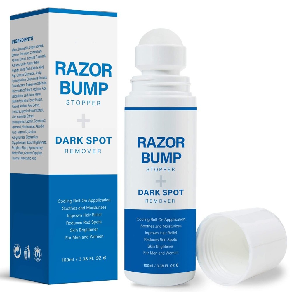 Razor Bump Stopper with Ingrown Hair Treatment: Razor Bumps Treatment for Men and Women, After Shave Solution for Ingrown Hairs and Razor Burns, Roll on Applicator - 3.38 Fl Oz