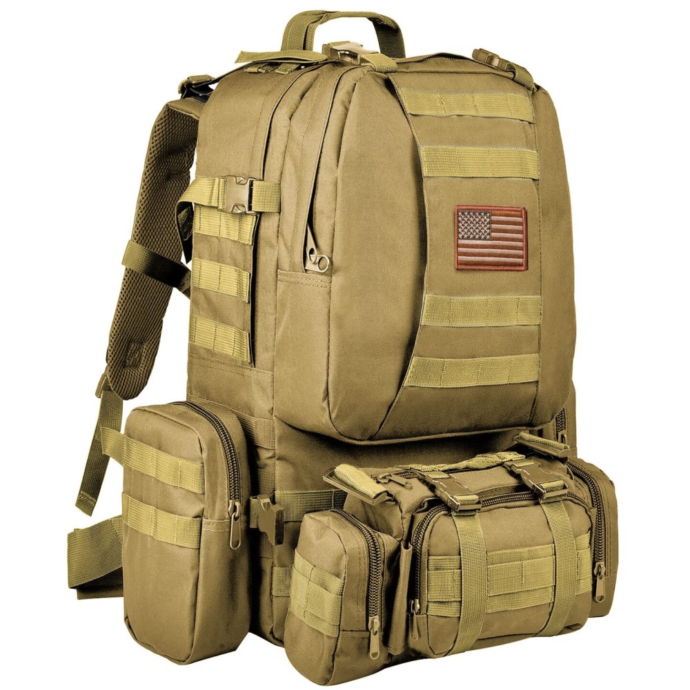 CVLIFE Tactical Backpack Military Army Rucksack 60L Large Assault Pack Detachable Molle Bag