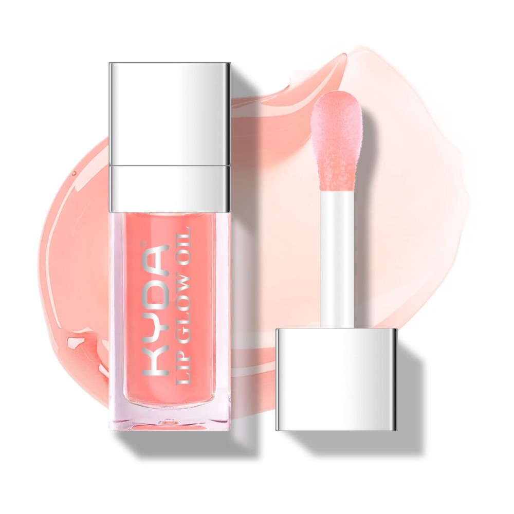 KYDA Hydrating Lip Glow Oil, Moisturizing Lip Oil Glossy Transparent Plumping Lip Gloss, Tinted Lip Oil for Lip Care and Dry Lips, by Ownest Beauty-Pink