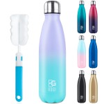 BOGI Insulated Water Bottle, 17oz Stainless Steel Water Bottles, Leak Proof Sports Metal Water Bottles Keep Cold for 24 Hours and Hot for 12 Hours BPA Free kids water bottle for School (Purple Mint)