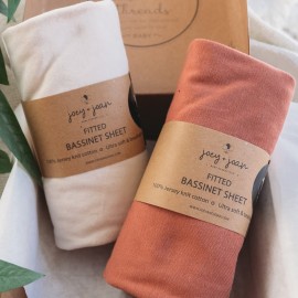 Bassinet Fitted Sheets Compatible with 4moms Breeze Plus Bassinet Model 1045 - Snuggly Soft 100% Jersey Cotton - Beige + Rusty Brown - 2 Pack - Not for Old Models