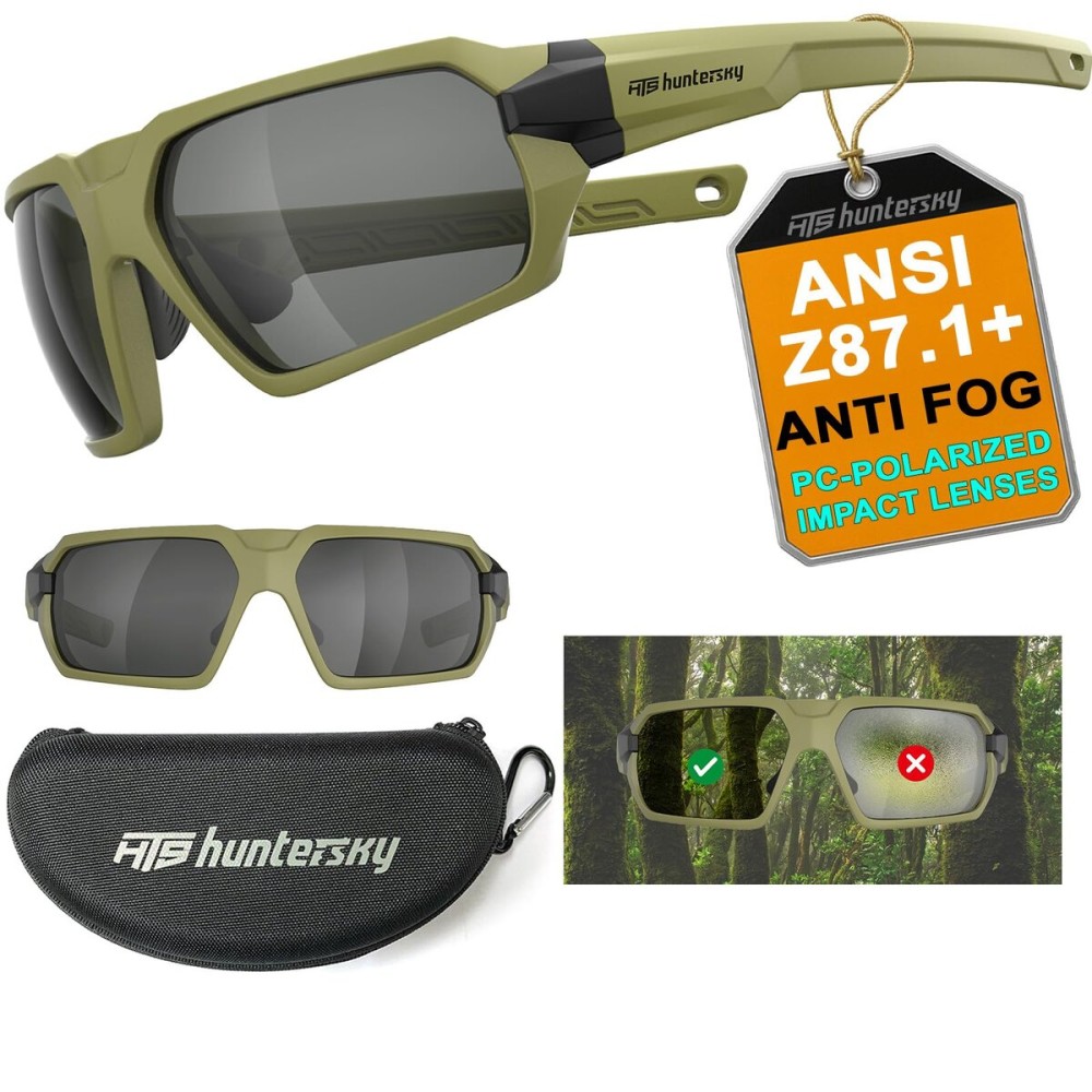 HTS HUNTERSKY Q37 anti-fog polarized Tactical hunting Shooting sunglasses Military Grade Ballistic Impact Protection eye pro army Glasses, Motorcycle riding running driving Range