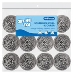 10 Pack Stainless Steel Scrubber, Steel Wool Srubber for Scouring Stubborn Messes from Pots and Pans, Stoves,Broiler Racks,Grills and More