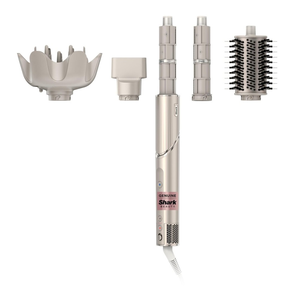 Shark HD435 FlexStyle Air Styling & Drying System, Powerful Hair Blow Dryer & Multi-Styler with Auto-Wrap Curlers, Curl-Defining Diffuser, Oval Brush, & Concentrator Attachment, Stone