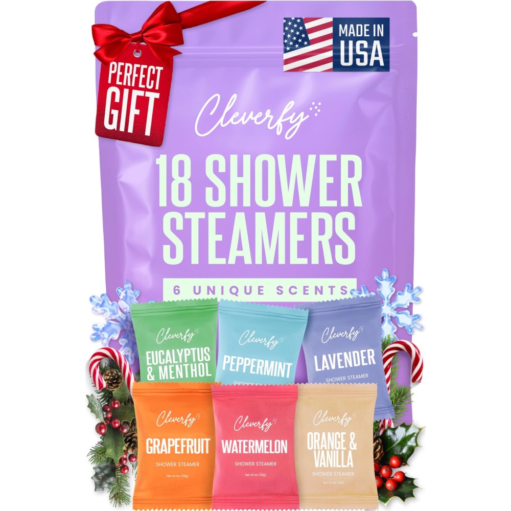 Cleverfy Shower Steamers Aromatherapy - Stocking Stuffers for Teen Girls, Women and Wife - Christmas Gifts for Teens and Women - White Elephant Gifts for Adults - 18 Tablets