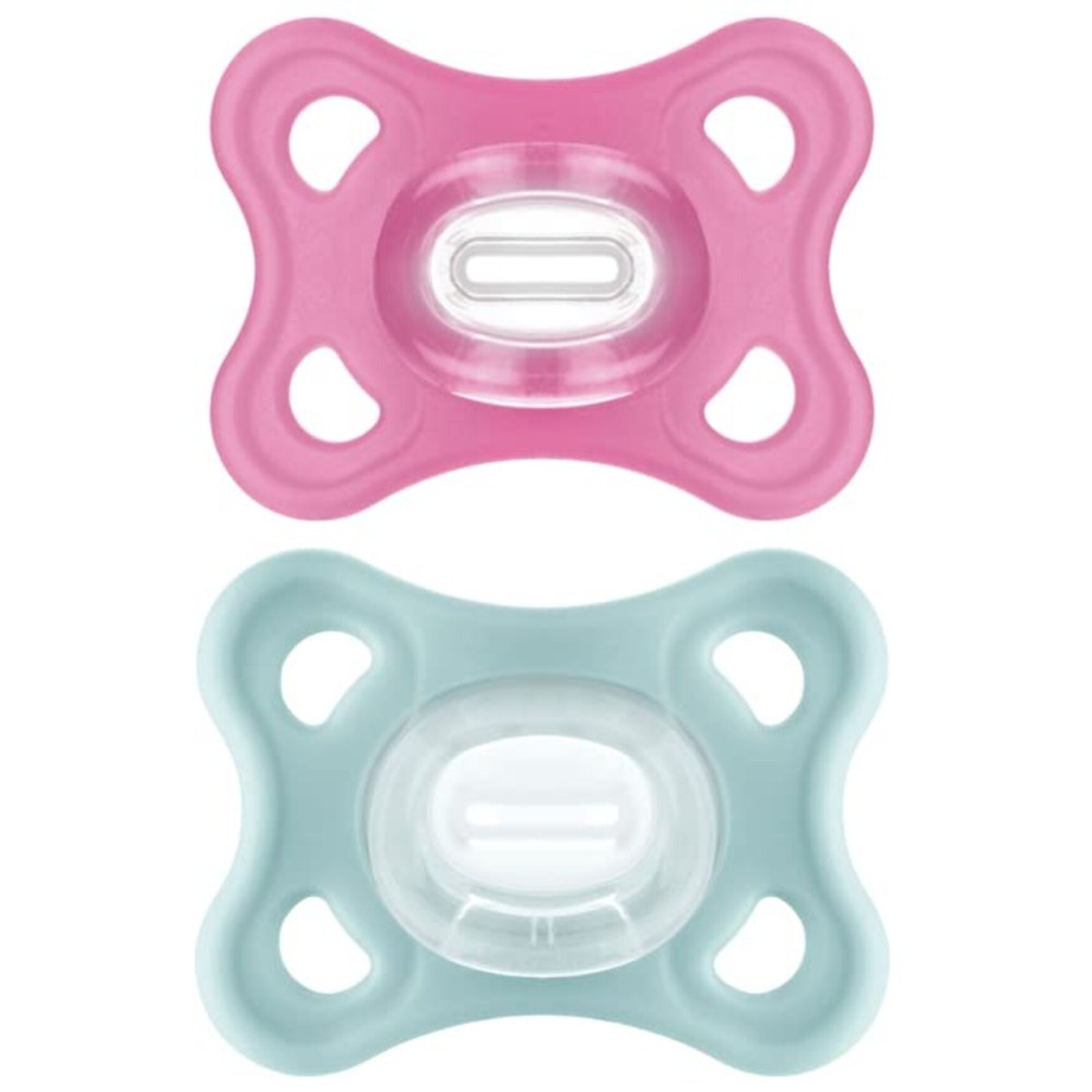 MAM Comfort Baby Pacifiers, Lightweight One-Piece Full Silicone Binky for Newborns 3-12 Months, BPA-Free, Easy to Clean Pacifier, Best for Breastfed Babies, with Sterilizer Case, 2 Count Binkies