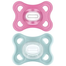 MAM Comfort Baby Pacifiers, Lightweight One-Piece Full Silicone Binky for Newborns 3-12 Months, BPA-Free, Easy to Clean Pacifier, Best for Breastfed Babies, with Sterilizer Case, 2 Count Binkies