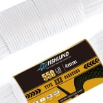 FISHLUND Paracord 550 lb, 7 Strand Paracord Rope 50ft 4mm, Nylon Parachute Cord for Camping, White