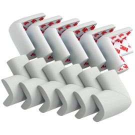 12 Pack Corner Protector Baby Proofing Corners and Edge Guards, Soft Safety Pre-Taped Rubber Foam Furniture Bumper for Fireplace, Table, Stair, Cabinet (Gray)