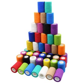 48pcs Self Adhesive Bandage Wraps, 3in 5 Yards, Multicolor (3 Inch, 48 Pack Multicolor)