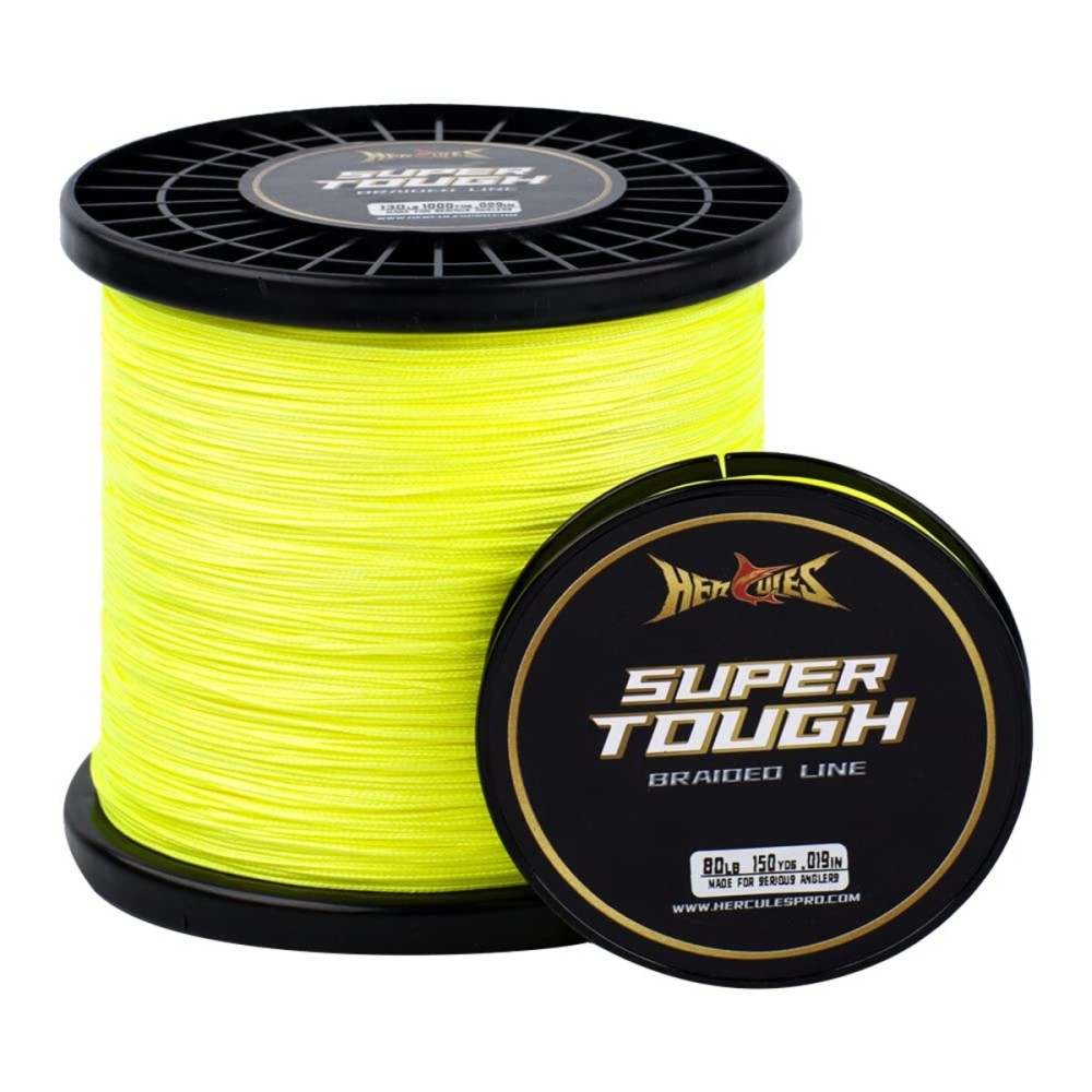 HERCULES Super Tough Braided Fishing Line 10 pounds Test Hi-Vis Yellow 10LB (150 Yards) - 4 Strands