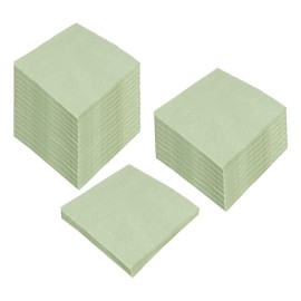100 Pack Cocktail Napkin 2-Ply Dessert Napkins Folded 5 x 5 Inches Disposable Napkins for Dinner Wedding Birthday Party Bridal Anniversary Reception Event (100, Sage-Green)