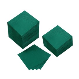 100 Pack Cocktail Napkin 2-Ply Dessert Napkins Folded 5 x 5 Inches Disposable Napkins for Dinner Wedding Birthday Party Bridal Anniversary Reception Event (100, Dark Green)